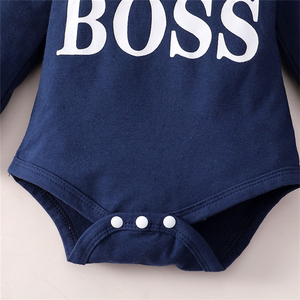 Boutique lettre personnalisée impression deux pièces bébé à tricoter coton à manches longues 100% coton automne mignon bébé garçons vêtements pour nouveau-né - Product Image 4