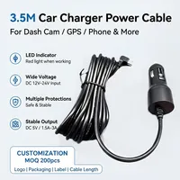 Cable Cargador para Auto con Luz Indicadora Roja, Adaptador de Encendedor de Cigarrillos de 12V 24V a 5V 3.5M para Cámara de Coche, Teléfono, GPS, Tablet, OEM