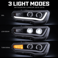JC Upgrade Hersteller Dual-Beam LED-Scheinwerfer für Mitsubishi Lancer-ex 2010-2018 Animation DRL Auto-Frontscheinwerfer
