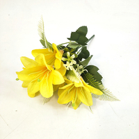 Vente en gros de fleurs funéraires en tissu, petit buisson, 33cm, 5 têtes, cimetière artificiel, lys, respectueux de l'environnement, pour tombe commémorative