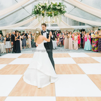 ANYCASE Plancher de danse portable en contreplaqué blanc et bords en aluminium, système d'assemblage pour scène de mariage, utilisation intérieure/extérieure