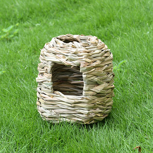 Nido redondo tejido de paja para mascotas, 11,5x10,5 cm, para hámster, conejillo de indias, chinchilla, erizo, casa para dormir - Product Image 1