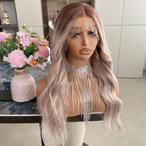 Pelucas sin pegamento de alta calidad, muy vendidas, pelucas sintéticas con encaje 13x4, color rosa ceniza mezclado, peluca de cabello sintético para mujer - Product Image 2