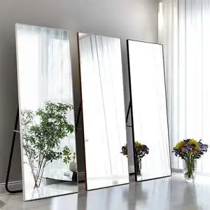 Modern Longe ukuran besar penuh panjang dekorasi rumah berbingkai berdiri rias lantai cermin untuk ruang tamu