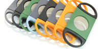 Cutter à cigares double lame en acier inoxydable de calibre 56, manche ovale multicolore, ciseaux en plastique durables pour la vente en gros
