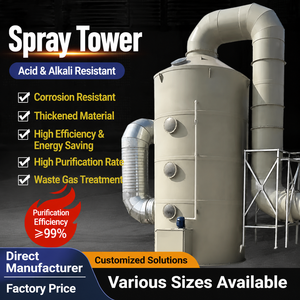 Tour de Lavage en PP Respectueuse de l'Environnement, Utilisée pour le Traitement des Gaz d'Échappement Acides. Chambre de réaction d'échappement, Atelier - Product Image 4