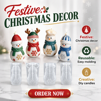 Nouveau moule en silicone 3D Bonhomme de neige avec écharpe pour bougies d'aromathérapie DIY de Noël et ornements en plâtre faits main, compatible four