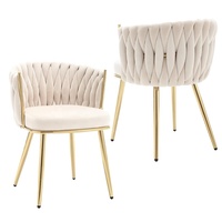 Chaises de salon de meubles au design moderne en tissu de velours nordique bon marché chaise de salle à manger rembourrée avec pied en métal doré