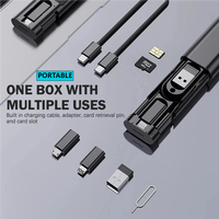 Boîte de rangement multifonctionnelle pour câble de charge et de données 60W, adaptateur pour appareils USB-C, iOS et Micro-USB avec emplacement pour carte