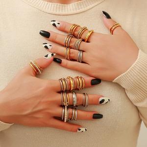 European American Style Titanium Steel <b>Rings</b> Geometric Stackable 18k Gold Plated Women's Fashion Jewelry Gift - Product Image 1