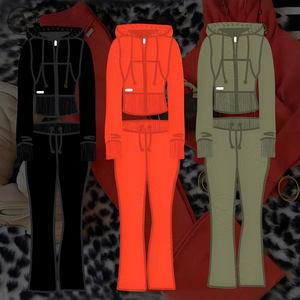 Produttore di <span class=keywords><strong>abbigliamento</strong></span> Y2k da <span class=keywords><strong>donna</strong></span> in maglia aderente in due pezzi felpa con cappuccio e pantaloni della tuta personalizzati Set di abiti invernali da <span class=keywords><strong>donna</strong></span> - Product Image 1