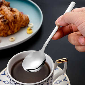 304 Stainless Steel Spoon Long Handle Coffee Stirring Spoon Solid Color Household Use - Product Image 1
