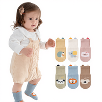 Chaussettes pour enfants en coton de classe A, tricotées pour l'automne, en tube, motif de dessin animé, petites oreilles, antidérapantes, sans os, pour bébés et tout-petits