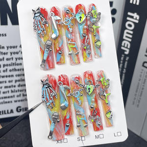 Nueva moda cubierta completa <span class=keywords><strong>uñas</strong></span> extra <span class=keywords><strong>largas</strong></span> hecho a mano acrílico Prensa en <span class=keywords><strong>uñas</strong></span> conjunto con pegamento XXXL <span class=keywords><strong>uñas</strong></span> postizas - Product Image 3