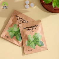 Tablet obat kumur Herbal Vegan dengan hidroksiapatit dapat diisi ulang untuk pemutih dan perawatan gigi anti-bakteri