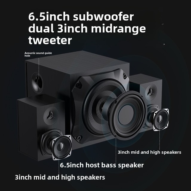 Wooden Computer Audio Desktop Speaker for Overweight Subwoofer High Volume USB TF AUX