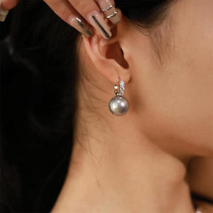 Luxury Niche <b>Silver</b> Fine Pear Cut Diamond <b>Stud</b> Earrings All Match Cold Style White Zirconium Pearl Pin Jewelry - Product Image 6