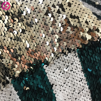 Tissu à paillettes réversible dégradé or rose en polyester de haute qualité pour la vente en gros