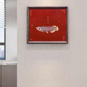 Art mural en laiton Arowana doré, minimaliste et grand, décoration porte-bonheur pour salon et chambre à coucher, fusion de style américain et <span class=keywords><strong>chinois</strong></span> - Product Image 2