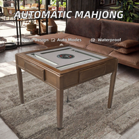 Table de Mahjong Automatique Moderne de Luxe en Mélamine/Acrylique, Design Élégant Effet Bois, Portable, Compatible Mahjong Américain, Taïwanais et Chinois