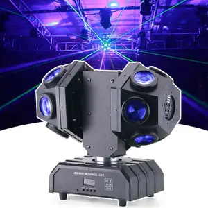 Pro Âm Nhạc Dj Đèn Sân Khấu Red Green Laser Chiếu Dmx Led 10W * 12 Cái RGBW Đôi Cánh Tay Di Chuyển Head Beam Disco Laser Ánh Sáng Cho KTV