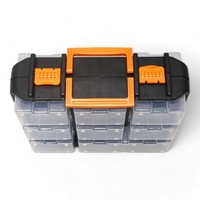 Boîte à outils en plastique transparente double face pour vis et accessoires, vente en gros