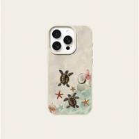 Coque de téléphone pour iPhone 18 13 11 XR 17 13 Pro Max, motif imitation cuir, thème marin, tortues marines