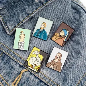 Famous Oil Painting Enamel pins Picasso Van Gogh Mona Lisa Venus Art Artist Brooches Badge Brooches Lapel Pin