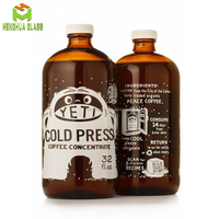 Botella de Vidrio Transparente o Ámbar de 1oz 2oz 4oz 5oz 8oz 16oz 32oz para Jugo, Café Frío, Envase de Líquidos con Tapa de Rosca