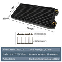 Ventilateur de radiateur à refroidissement par eau à roulement à billes haute performance Socooler CRS24-27R, dissipateur thermique en cuivre durable pour boîtier d'ordinateur, 2300 tr/min, 30 CFM
