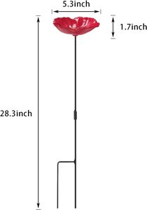 Estación de comederos para pájaros salvajes utilizada para el baño de pájaros, cuenco de riego para atraer Colibrí en el patio trasero decorativo, Amapola roja - Product Image 2