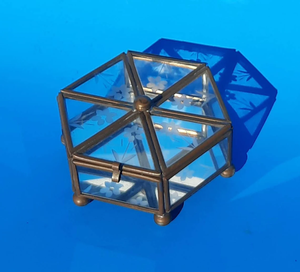 Hexagon Clear Glass Jewelry Box with Brass Metal Frame Luxury Geometric Decorative Trinket Storage Customizable <b>Display</b> <b>Case</b> - Product Image 4