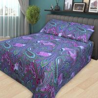 Parure de lit de luxe 4 pièces imprimée pigmentaire style chinois traditionnel en polyester avec garnissage en coton 300 fils au pouce carré