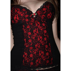 Top Cami Gothique en Dentelle Patchwork Couleurs Contrastées pour Femme, Coupe Slim, Sexy, Bretelles Fines, Style Streetwear - Product Image 6