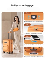 GEMULIN Nouvelle valise à roulettes grande capacité avec compartiment amovible pour ordinateur portable et porte-gobelet pliable