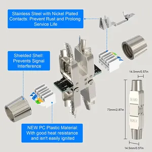 หัวต่อ<span class=keywords><strong>สาย</strong></span><span class=keywords><strong>แลน</strong></span>แบบไม่ต้องใช้เครื่องมือ ZOERAX CAT6 RJ45 สำหรับ<span class=keywords><strong>สาย</strong></span>เคเบิลเครือข่ายขนาด 23 26 AWG - Product Image 2