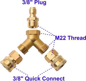Adaptateur en T en laiton 4000 PSI <span class=keywords><strong>à</strong></span> connexion rapide 3/8 pour nettoyeur haute pression, pour le déviationnement de l'eau de sortie de <span class=keywords><strong>machine</strong></span> de lavage de voiture - Product Image 4