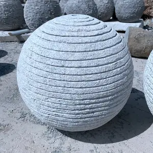 Камень для украшения сада, серый гранит, большие ребристые шарики для водяного фонтана