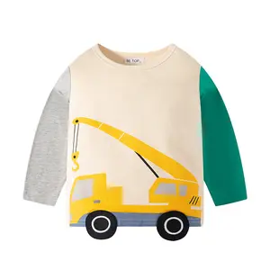 Herbst Frühling Kinder Langarm T-Shirt Cartoon Kinder farbige Auto Under lay Shirt Kinder bekleidung