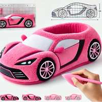 Pantoufles de voiture personnalisées en peluche Pantoufles d'intérieur unisexes de style voiture cartoon Nouveau design Pantoufles d'intérieur confortables en peluche super douces