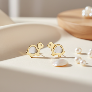 Orecchini di tartaruga d'oro con madreperla conchiglia gioielli di perle eleganti - Product Image 3