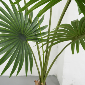 Plantas en maceta artificiales de alta calidad, palmera de abanico tropical hecha de PE para decoración de tienda de oficina al aire libre de planta de bonsái verde - Product Image 5