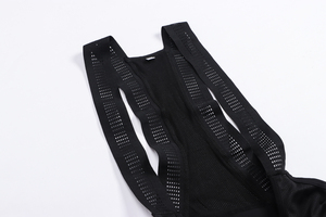 กางเกงปั่นจักรยานแบบมีสายรัดเอวสีดำสำหรับทุกเพศ ปรับแต่งได้ พร้อมขอบกางเกงสีตัดกัน ระบายอากาศได้ดี บุฟองน้ำอย่างดี เหมาะสำหรับปั่นจักรยานบนถนนและภูเขา - Product Image 5