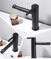 Robinet de lavabo noir moderne, mélangeur chaud et froid, montage sur plan, trou unique, robinet de salle de bain, poignée unique