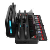 Station de charge filaire double pour 2 Joy-Cons, multi-rangement, anti-poussière, avec indicateur LED et rangement pour cartes de jeu, coffret cadeau
