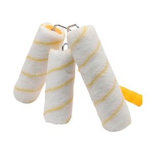 Rodillo de pintura con cepillo de 4, 6, 8 y 9 pulgadas, con rayas amarillas, cerdas de fibra química, mango de plástico, herramienta de pintura para uso en ferretería - Product Image 4