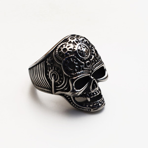 Skull <b>Titanium</b> Steel <b>Ring</b> For Men Geometric Shape Steel Color Gift Jewelry Index Finger <b>Ring</b> - Product Image 4