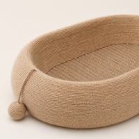 Cama Redonda para Gatos de Corcho y Sisal, Casa Nido Natural para Gatos con Superficie Rascable de Sisal, Mueble Ecológico para Mascotas de Color Beige Claro para Gatos de Interior