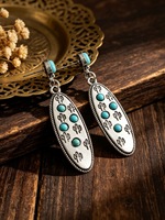 Boucles d'oreilles pendantes hypoallergéniques style bohème pour femmes, motif cactus et turquoise, très tendance