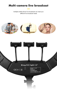 Grand anneau lumineux <span class=keywords><strong>56</strong></span> <span class=keywords><strong>cm</strong></span> anneau lumineux 1.6m support 3 support de téléphone télécommande 22 pouces anneau lumineux rotatif à 360 degrés avec support pour tiktok - Product Image 6